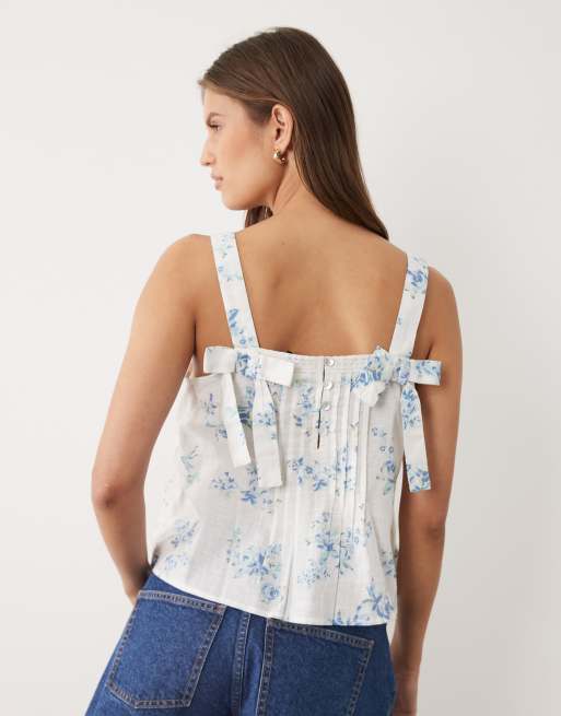 Wednesdays Girl floaty lace tiered smock top in baby blue floral