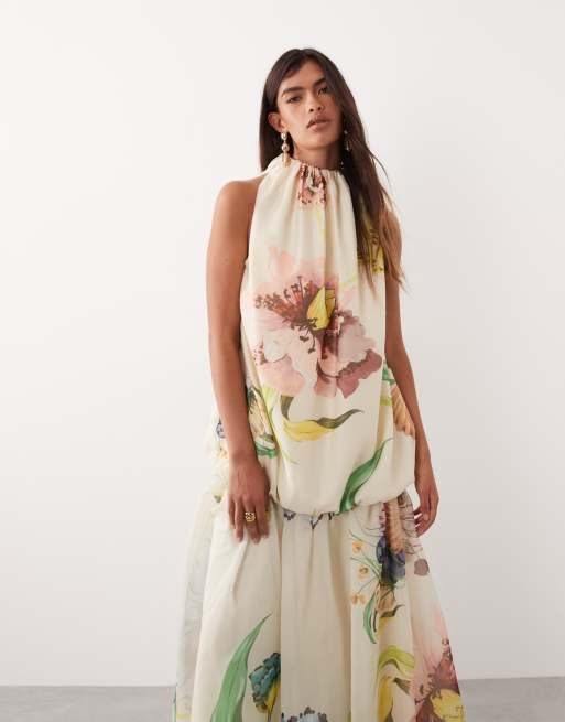 ARRANGE organza maxi dress in botanical floral print