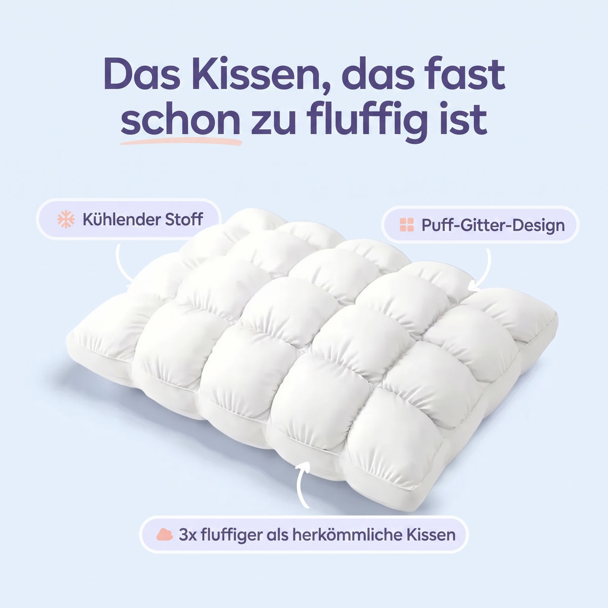 CloudPuff™ – Ergonomisches 3D-Kissen für tiefen Schlaf