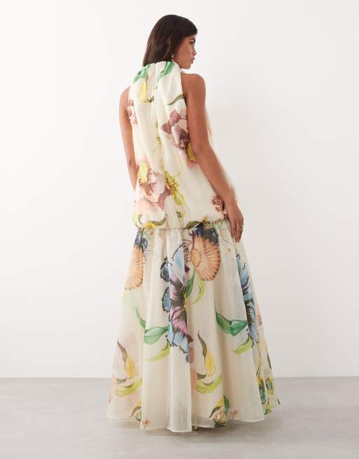 ARRANGE organza maxi dress in botanical floral print